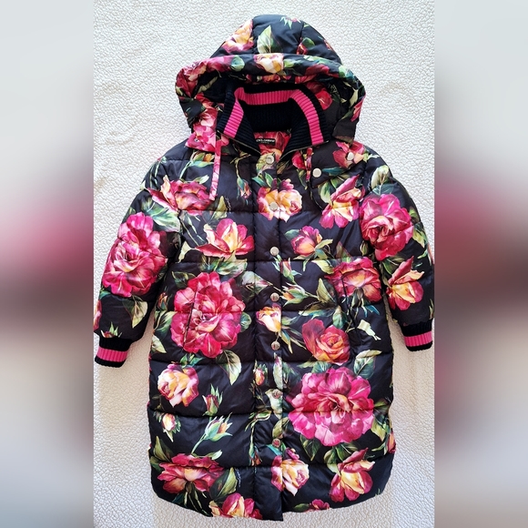 DOLCE GABBANA Long Floral Print Quilted Puffer Jacket IT 42 US 6 L Org $4,595 - Picture 7 of 16